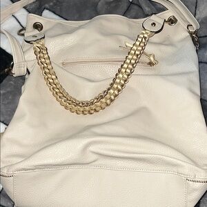 Maurices Cream Shoulder Bag with Gold Chain